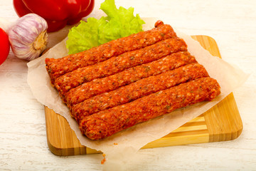 Raw beef sausages