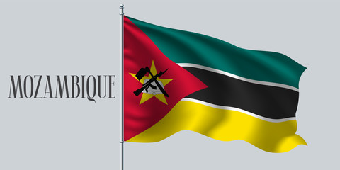 Mozambique waving flag on flagpole vector illustration