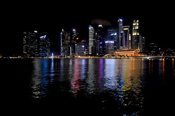 Fototapeta na wymiar illumination of Singapore business district at night