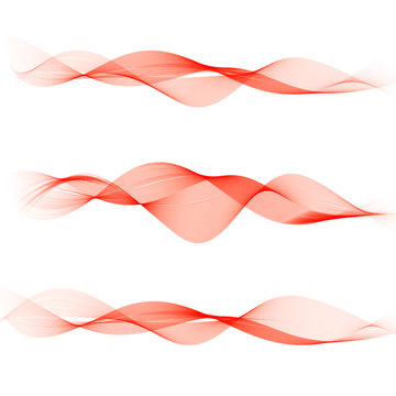 Set of abstract color wave. Color smoke wave. Transparent color wave. Red color. © guroolga