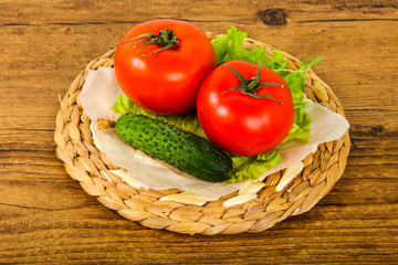 Cucumbers and tomatoes