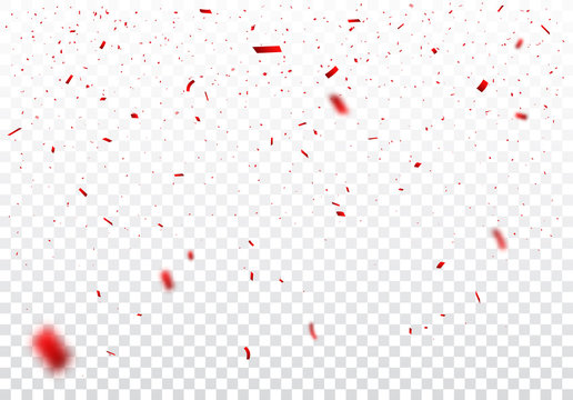 Beautiful red confetti, isolated on transparent background