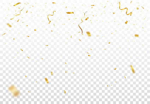 Gold Confetti Background, Isolated On Transparent Background