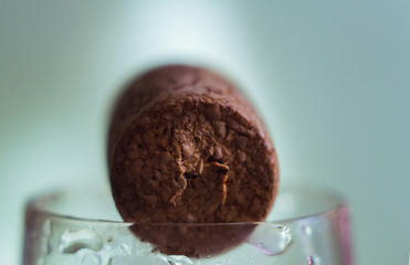 corks from the wine in the glass