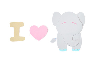 I love elephant paper cut on white background - isolated