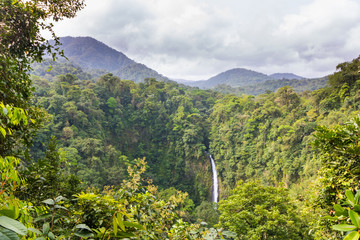 Waterfall in beautiful Costa Rican rainforest