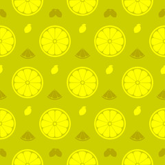 Fresh lemon, orange fruits seamless pattern background vector format