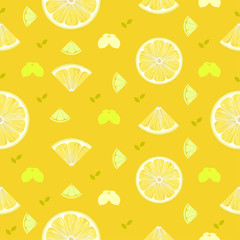 Fresh lemon, orange fruits seamless pattern background vector format