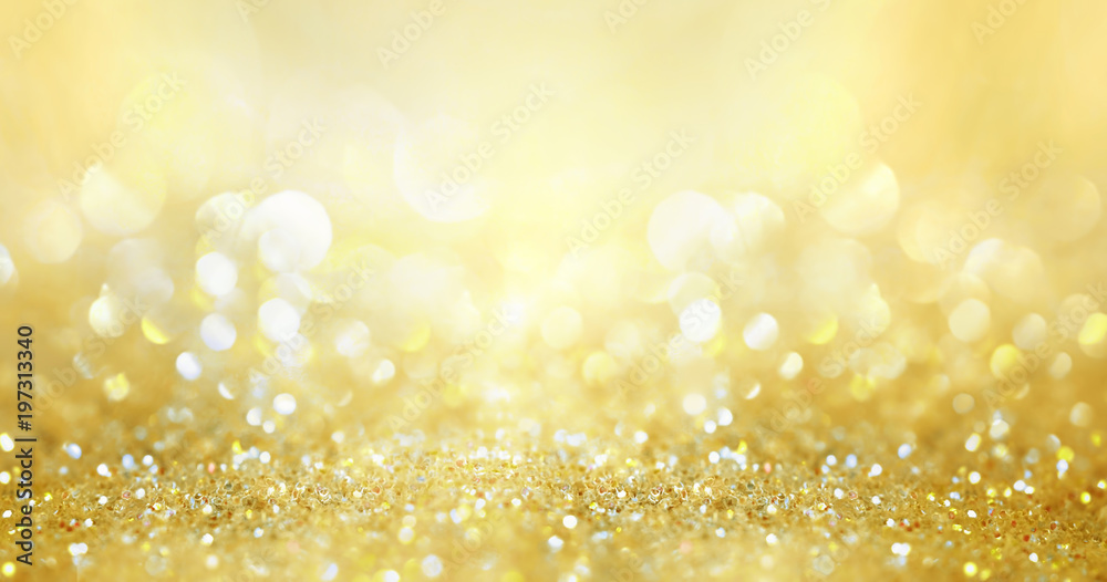 Poster glitter background golden saturated color ,de-focused, macro. sparks fall and sparkle, free space.