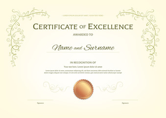 Luxury certificate template with elegant border frame, Diploma design for graduation or completion