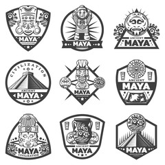 Vintage Monochrome Maya Labels Set