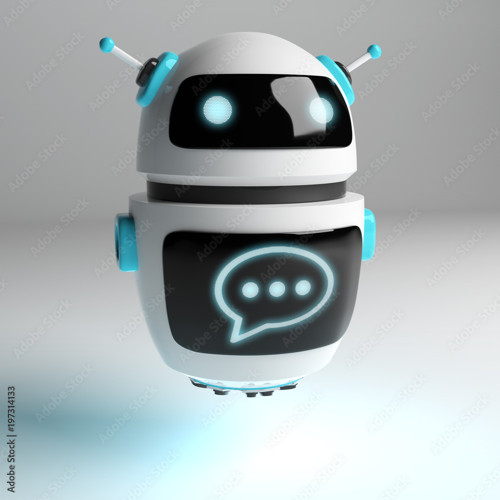 Poster Futuristic digital chatbot 3D rendering