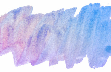 Watercolor paper texture blue violet purple hand drawn isolated spot on white background. 
