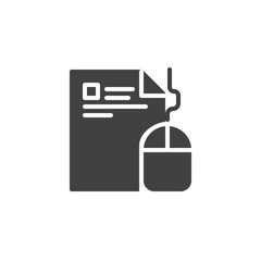 Computer mouse and paper document vector icon. filled flat sign for mobile concept and web design. Electronic document simple solid icon. Symbol, logo illustration. Pixel perfect vector graphics