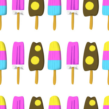 Ice lolly seamless pattern illustration. Summer food.