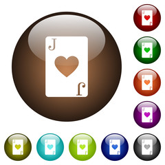 Jack of hearts card color glass buttons