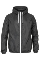 Warm grey windbreaker jacket with hood - obrazy, fototapety, plakaty