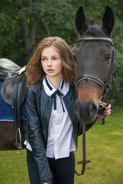 girl teenager with a horse