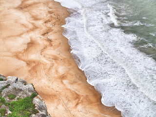 Nazare coast and sandy beach view Portugal with ocean view