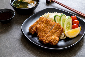 Japanese deep fried pork cutlet (tonkatsu set)