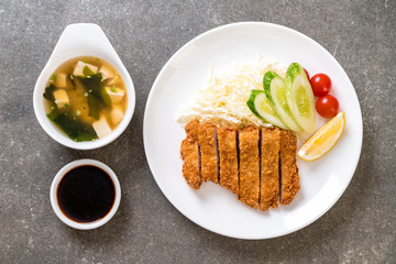 Japanese deep fried pork cutlet (tonkatsu set)