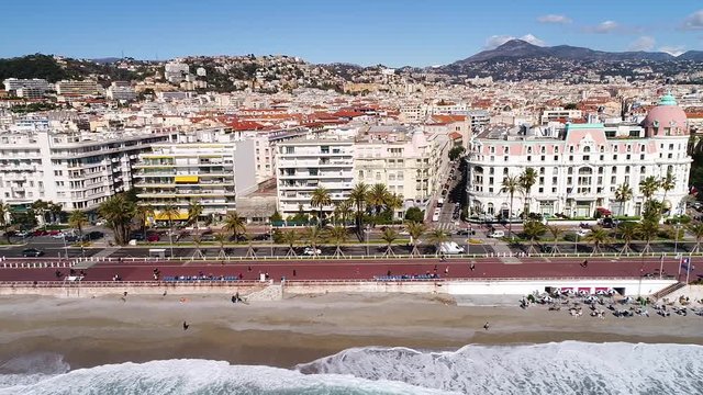 Nice, France, Aerial view of promenade des Anglais, Cote d'Azur, HD (1920X1080)