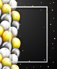 Celebration Happy Birthday Party Banner With Golden Balloons