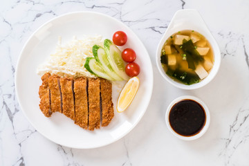 Japanese deep fried pork cutlet (tonkatsu set)