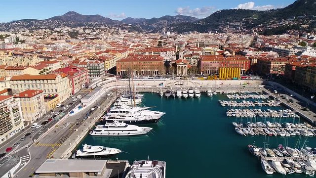 France, Nice, Aerial view of Nice Harbor, HD (1920X1080)