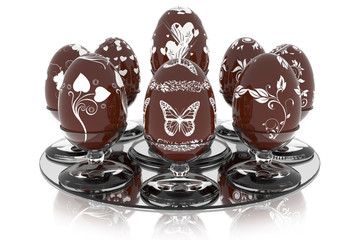 Serie di Uova di Pasqua decorate con decorazioni varie..
