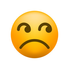 Fototapeta premium Cute Confused Emoticon on White Background. Isolated Vector Illustration 