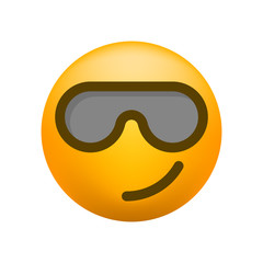 Cute Very Happy with Sunglasses Emoticon on White Background . Isolated Vector Illustration 