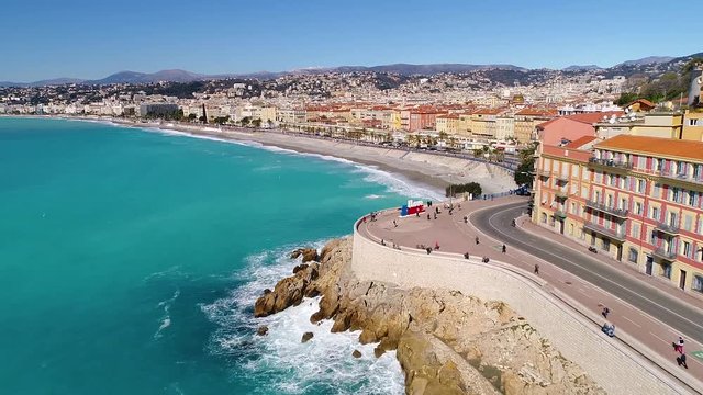 Nice, France, Aerial view of promenade des Anglais, Cote d'Azur, HD (1920X1080)
