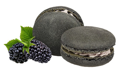 Macaron blackberry  isolated on white background with clipping path
