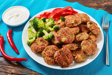 juicy poultry broccoli meatballs, top view