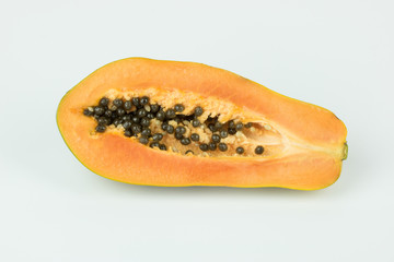 papaya seed sweet fruit on white background