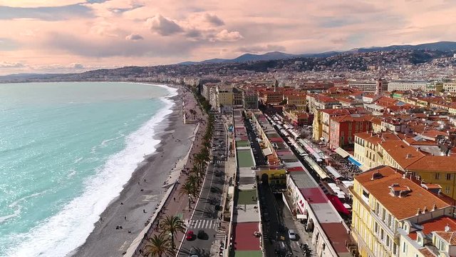Nice, France, Aerial view of promenade des Anglais, Cote d'Azur, HD (1920X1080)