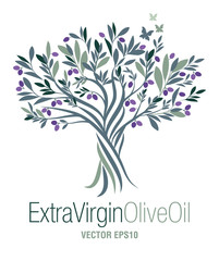 Olive Tree. Extra virgin olive oil symbol. Symbol of culture and Mediterranean food.