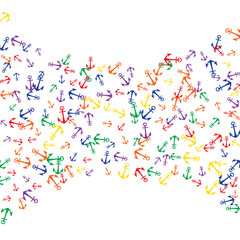 Pretty summer background with anchors. Anchor In Cartoon Free Style. Pattern Art Illustration Vector