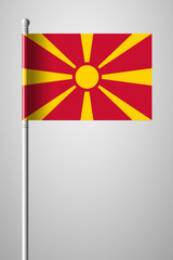 Flag of Macedonia. National Flag on Flagpole. Isolated Illustration on Gray