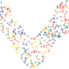 Pretty summer background with anchors. Anchor In Cartoon Free Style. Pattern Art Illustration Vector