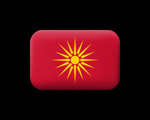 Historical Flag of Republic of Macedonia. Matted Vector Icon and Button. Rectangular Shape