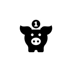 Pig Money Box. Flat Vector Icon. Simple black symbol on white background