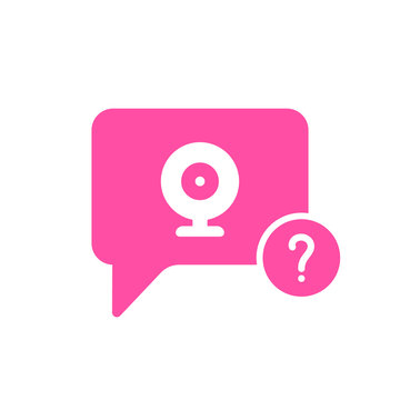 Video Chat Icon With Question Mark. Video Chat Icon And Help, How To, Info, Query Symbol