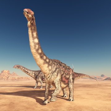 Dinosaurier Diamantinasaurus in der Wüste