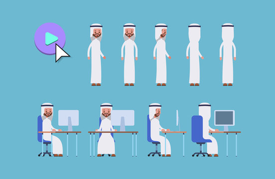 Arab Saudi Businessman. Cartoon Character Animati