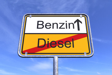 Obraz premium Diesel - Fahrverbot - Verkehrsschild - Innenstadt