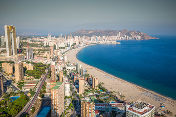 Obraz na płótnie Canvas Benidorm levante beach aerial view in alicante Spain