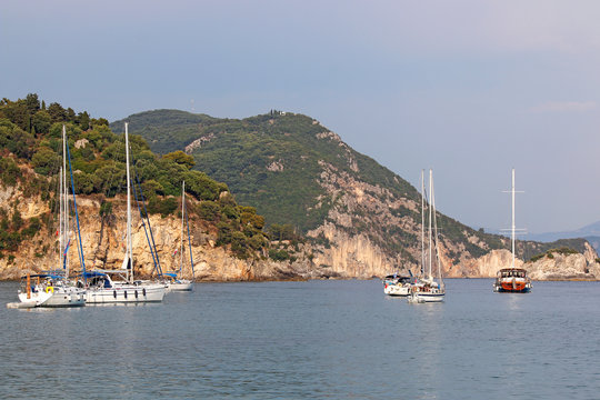yachts and sailboats at sea Parga Greece summer season