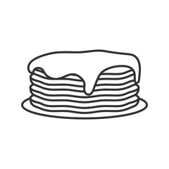Pancakes stack with jam or honey linear icon